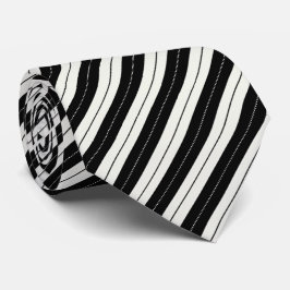 Gravata Modern Geometric Black & White Stripe 