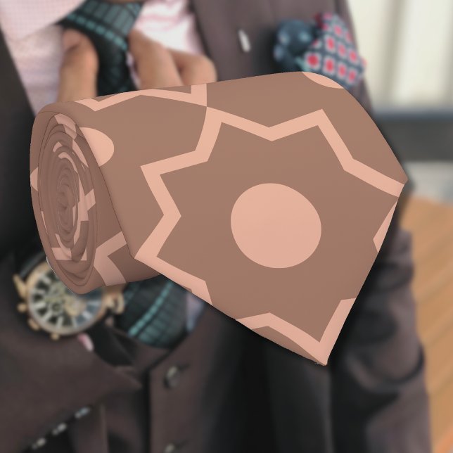 Gravata Modern Mocha Mousse Forma Geométrica Rosa Dusty (Criador carregado)