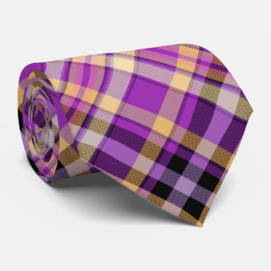 Gravata Modern Purple Yellow Tartan Pattern