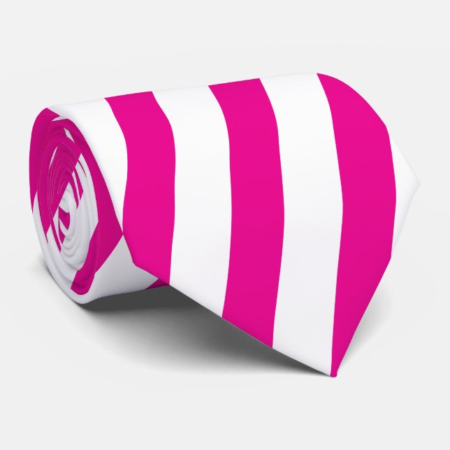 Gravata Moderna com Listras Diagonais Rosa e Branc (Rolled)