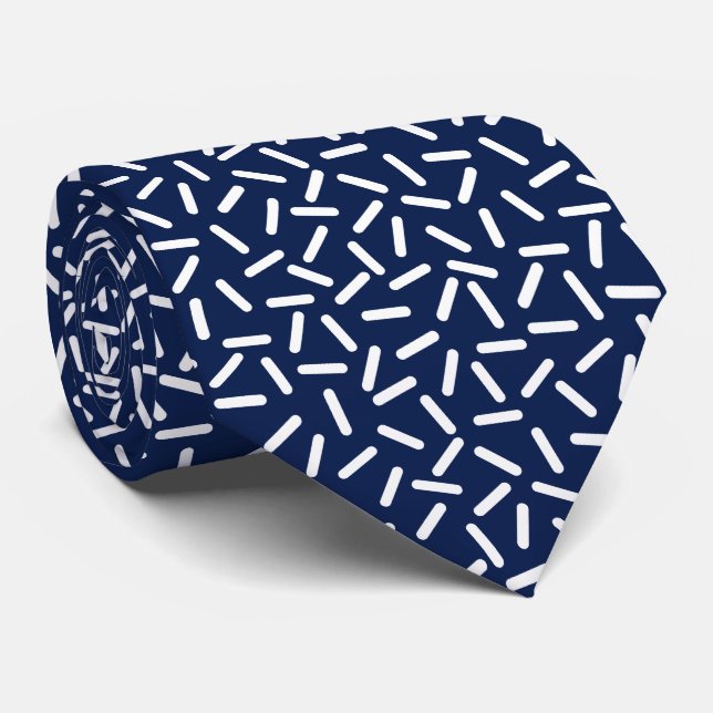 Gravata Moderno branco & azul marinho (Rolled)