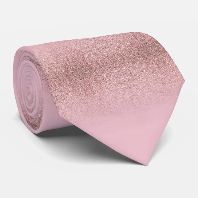 Gravata Moderno Elegante de Glitter Dourado com Rosa profi (Rolled)