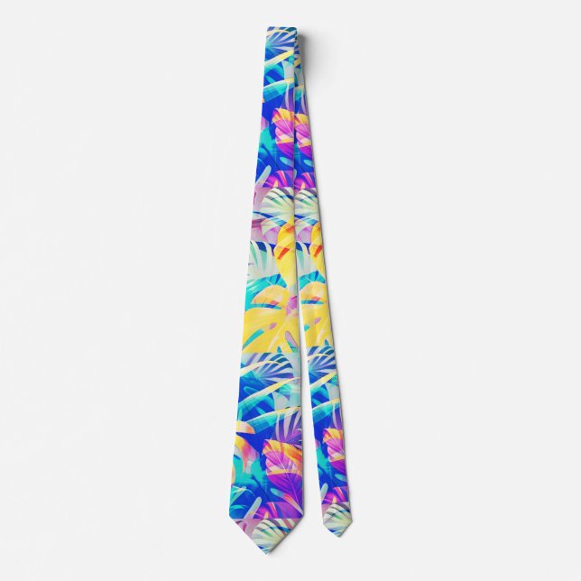 Gravata Moderno Floral Abstrato Cor Pastel (Frente)