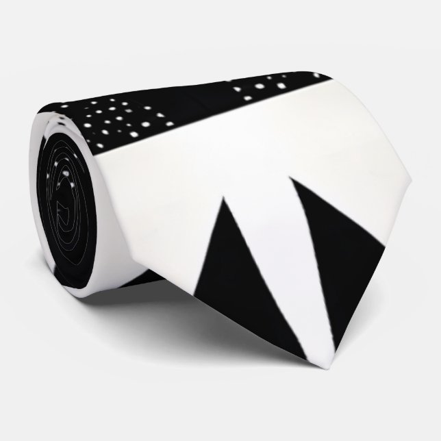 Gravata Moderno preto-e-branco com ponta de ponta única (Rolled)