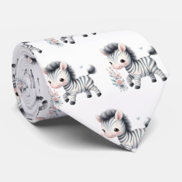 Gravata Moderno preto e branco Kawaii Cute Zebras