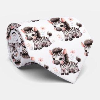 Gravata Moderno preto e branco Kawaii Cute Zebras