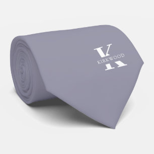 Gravata Moeda Cinza Elegante Monograma + Nome Dois Lados