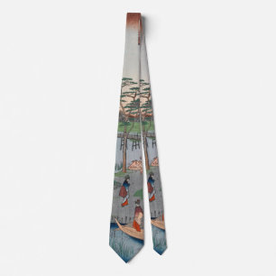 Gravata Mokuboji Temple Vintage Ukiyo-e Art Japonês