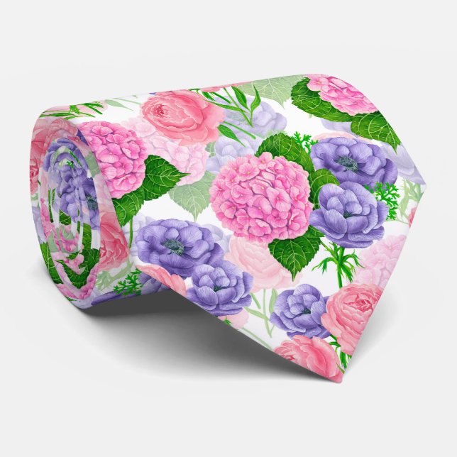 Gravata Molho floral de aquarela (Rolled)