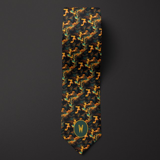 Gravata Molten Green Dourada Abstrato (Criador carregado)
