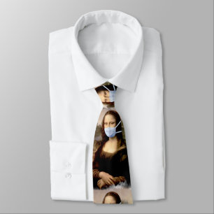 Gravata Mona Lisa com Máscara Da Vinci Caçoando das Artes