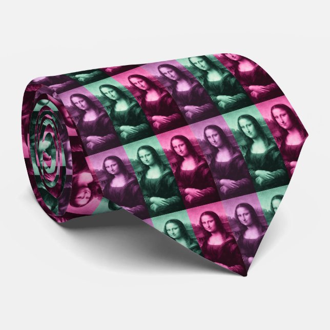 Gravata Mona Lisa Green Pink Purple (Rolled)