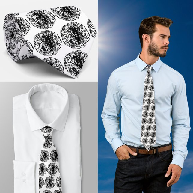 Gravata Monarquia "J" (Monarchia Monogram J Tie Necktie Letter Initial J tie)