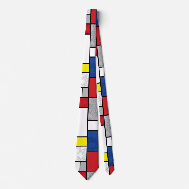 Gravata Mondrian Retro Circles Minimalist De Stijl Mod Art (Frente)
