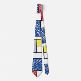 Gravata Mondrian Scribbles Minimalist De Stijl Modern Art