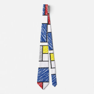 Gravata Mondrian Scribbles Minimalist De Stijl Modern Art