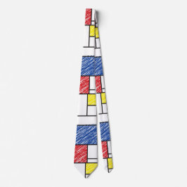 Gravata Mondrian Scribbles Minimalista De Stijl Arte Moder