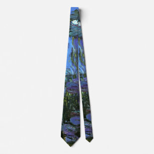 Gravata Monet - Lírios de Água, Indigo Azul