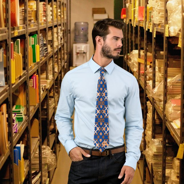 Gravata Monograma Aztec Padrão Geométrico Tribal (Criador carregado)