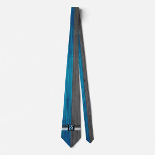 Gravata Monograma azul e cinzento do tom dois simples das