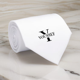 Gravata Monograma branco minimalista