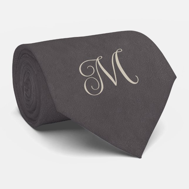 Gravata Monograma Cinza Carvão (Rolled)