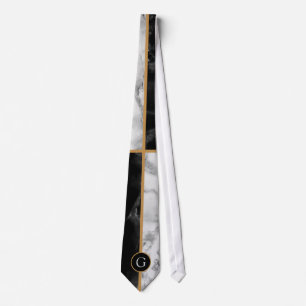 Gravata Monograma Coletor Preto e Branco Marcar