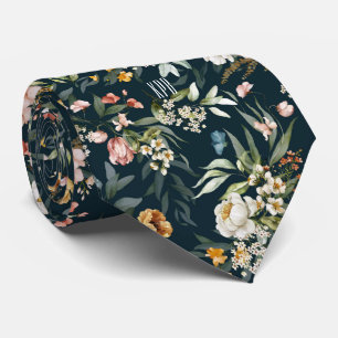 Gravata Monograma Colorido Padrão Floral Colorido Necktie