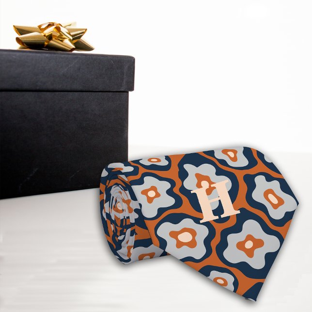 Gravata Monograma das Flores de Ovos de Cobalto Blues (Criador carregado)