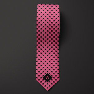 Gravata Monograma de Círculos Comerciais Rosa