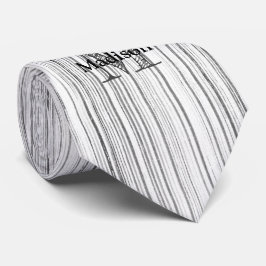 Gravata Monograma de impressão de madeira de bambu de cinz