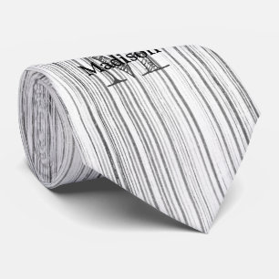 Gravata Monograma de impressão de madeira de bambu de cinz