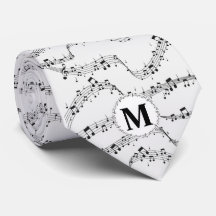 Monograma de notas musicais em preto e branco