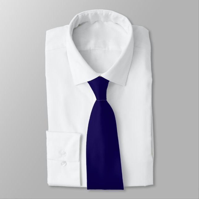 Gravata Monograma de Script Branco Mínimo Azul Sólido Mode (Amarrado)