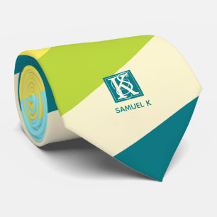 Gravata Monograma de Stripes Coloridas Frescas e Felizes