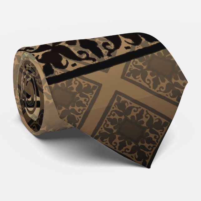 Gravata Monograma de Vintage (Chocolate) (Rolled)