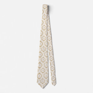 Gravata Monograma Dourado Personalizado Barra Real Luxo