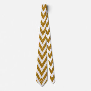 Gravata Monograma Dourado Stripes Glitter Design