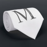 Gravata Monograma e Nome Personalizados do Marble Branco<br><div class="desc">Monograma Personalizado e Dif de Nome apresentam monograma personalizado e nome no estilo de fonte de serif clássico. Perfeito como presentes de dia de os pais para pais,  presentes para padrinhos de casamento e para quaisquer ocasiões especiais.</div>