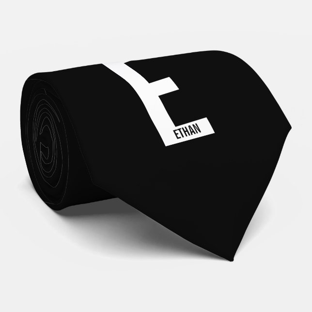 Gravata Monograma e Nome Personalizados em Negrito Moderno (Rolled)