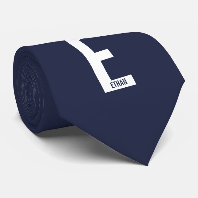 Gravata Monograma e Nome Personalizados em Negrito Moderno (Rolled)