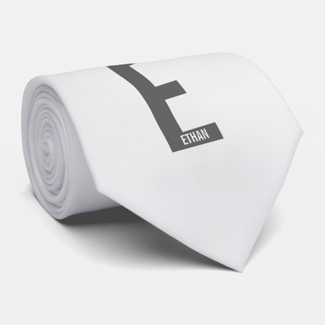 Gravata Monograma e Nome Personalizados em Negrito Moderno (Rolled)