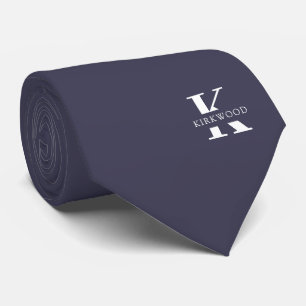 Gravata Monograma Elegante de Cinzas de ardósia + Nome   