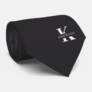 Gravata Monograma elegante de Cinzas de carvão + nome D