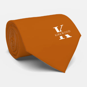 Gravata Monograma Elegante Laranja Ginger + Nome Um lado