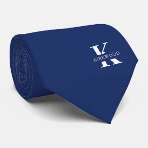 Gravata Monograma Elegante + Nome Azul Marinho Dois la