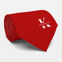 Monograma Elegante + Nome | Vermelho escarlate | U