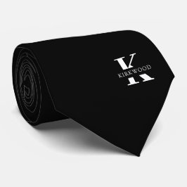 Gravata Monograma Elegante | Preto | Frente e Verso não (a