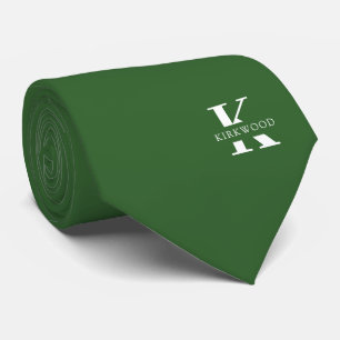Gravata Monograma Elegante Verde Basil + Nome Único