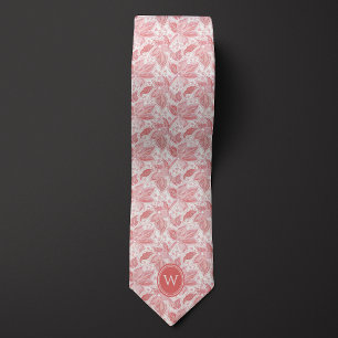 Gravata Monograma Floral Rosa Dusty